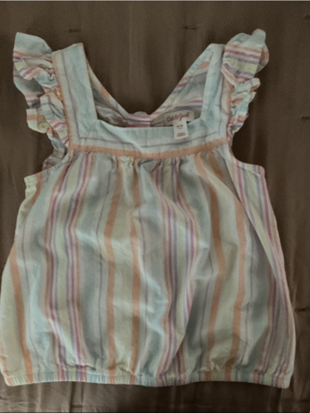 Cat & Jack Pastel Striped Ruffle Tank - Mint, Peach, Lavender, Cream